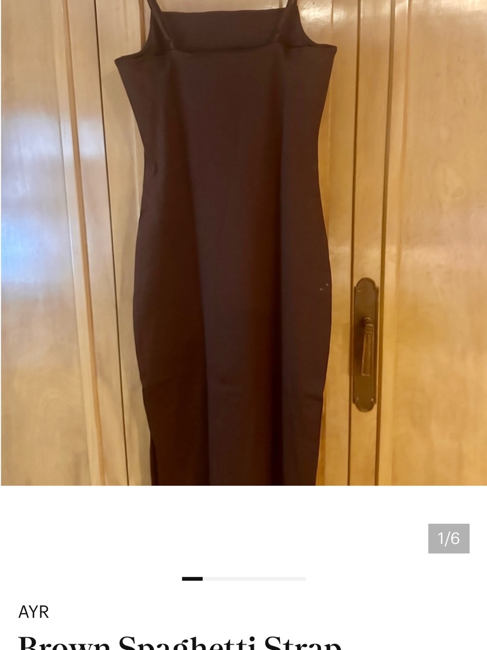 AYR Dark Brown Spaghetti-Strap Midi Dress